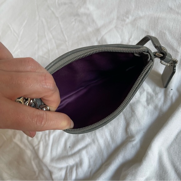 Coach Silver Gray Zip Wristlet Pouch Monogram Keychain - Picture 5 of 5